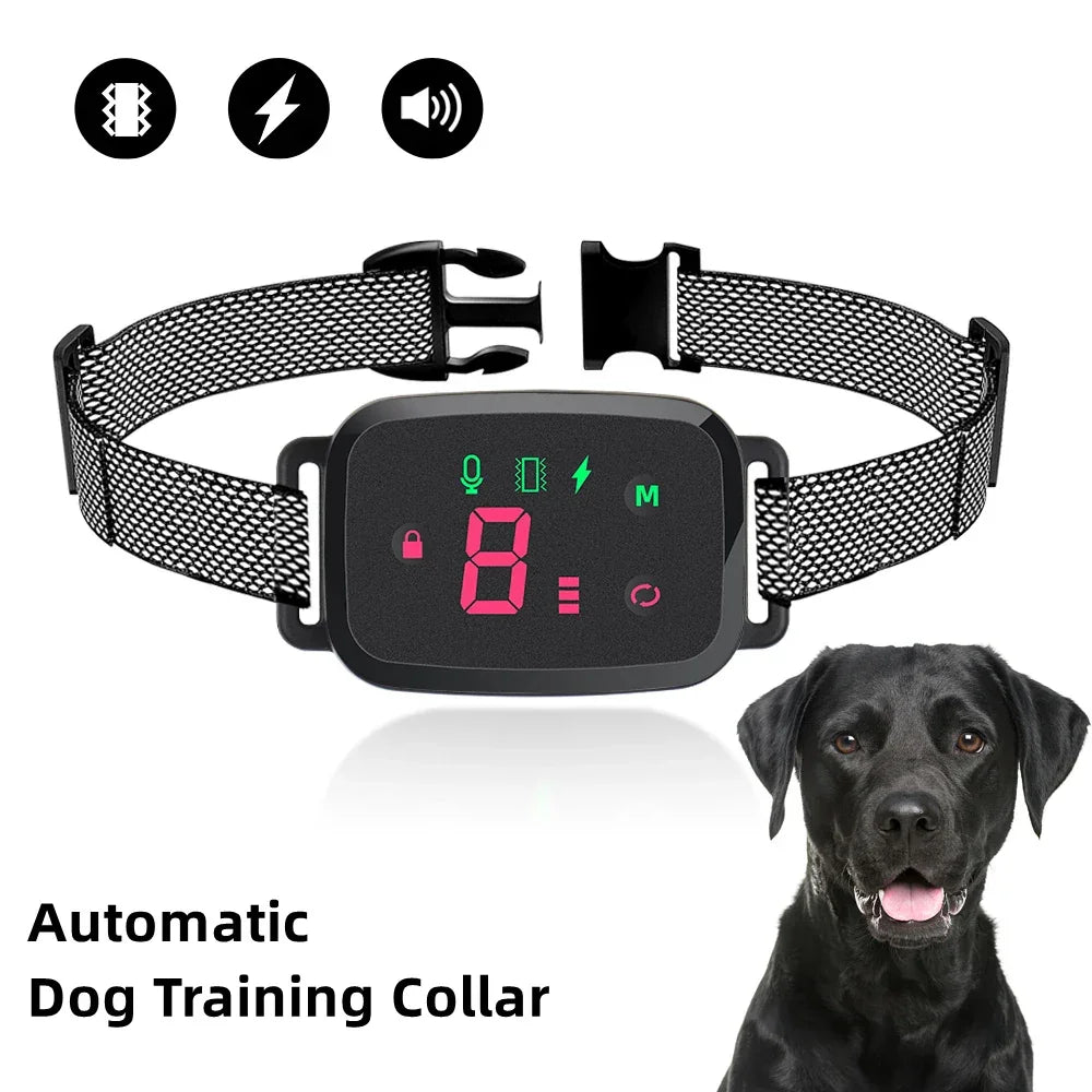 Coleira inteligente automática anti-latido para cães com display digital HD, IP67 à prova d'água, recarregável, para impedir latidos
