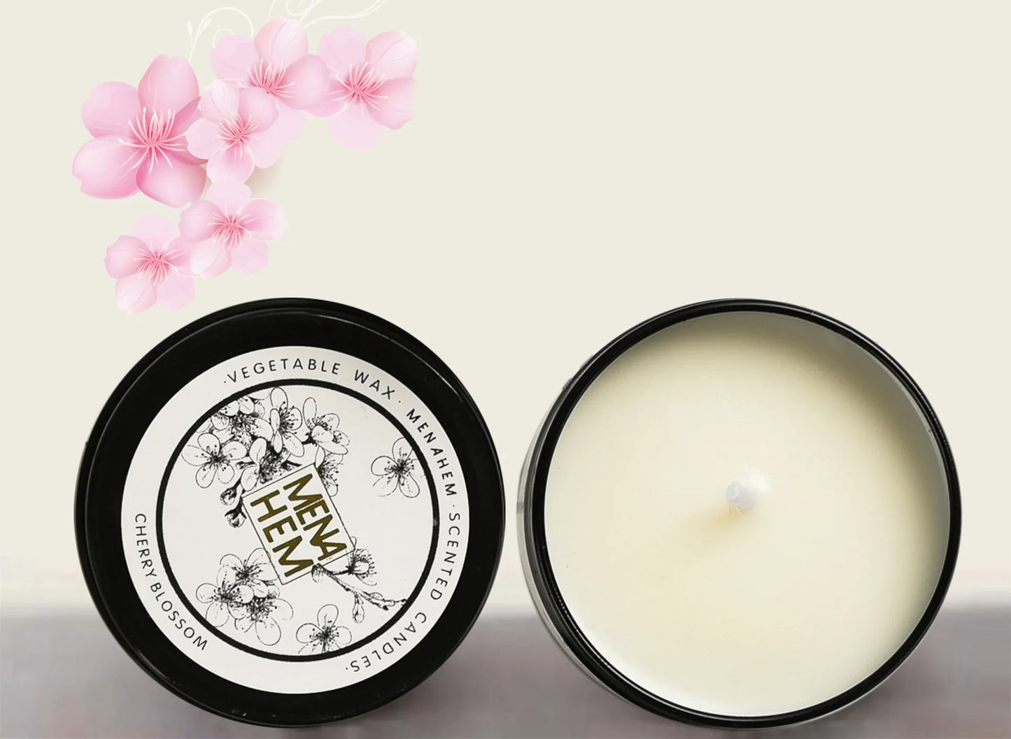 Velas Aromáticas em Latas Pretas Sem Fumaça