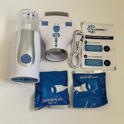 Removedor de piolhos recarregável por USB para cães e gatos - Pente para pulgas para limpeza do pelo, apanhador de piolhos portátil