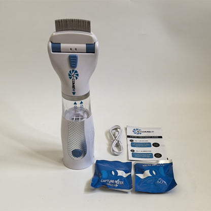 Removedor de piolhos recarregável por USB para cães e gatos - Pente para pulgas para limpeza do pelo, apanhador de piolhos portátil