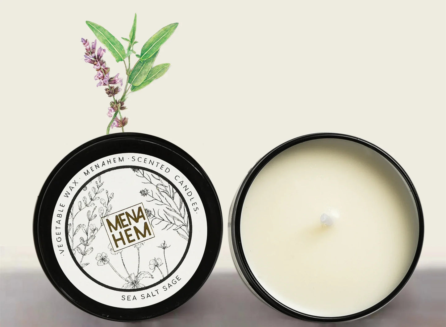 Velas Aromáticas em Latas Pretas Sem Fumaça