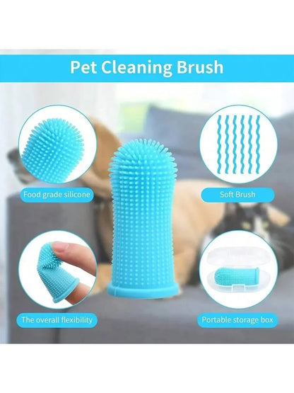Escova de dentes para animais de estimação Produtos de limpeza para cães e gatos Escovas de dentes para limpeza bucal Cerdas de silicone