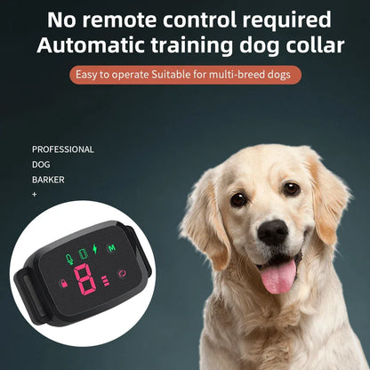 Coleira inteligente automática anti-latido para cães com display digital HD, IP67 à prova d'água, recarregável, para impedir latidos