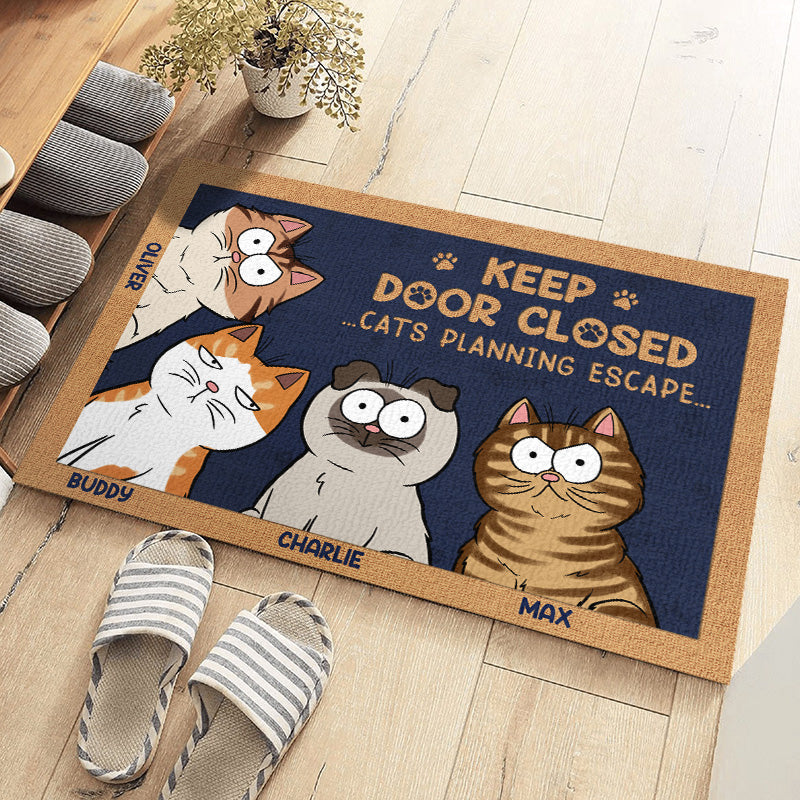Não deixe o gato sair, não importa o que ele diga - Tapete decorativo personalizado para casa com tema de gatos - Presente de inauguração de casa, presente para donos de animais de estimação, amantes de animais de estimação